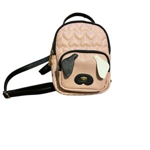 Betsey Johnson Pink Floral Quilted Hearts Mini Backpack
